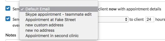 example dropdown new appointment